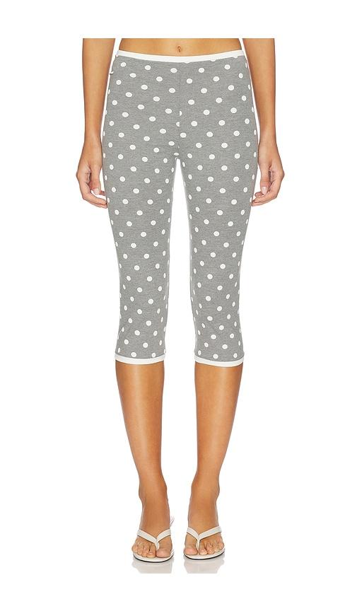 rowen rose x revolve polka dots capri pants in grey.
