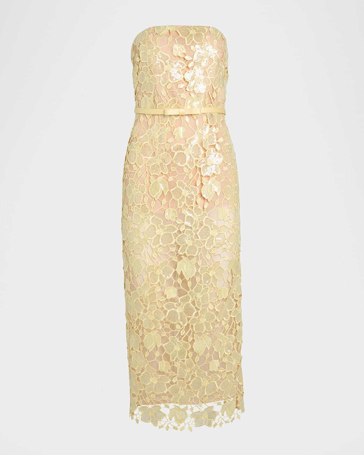 rowen sequined lace midi dress