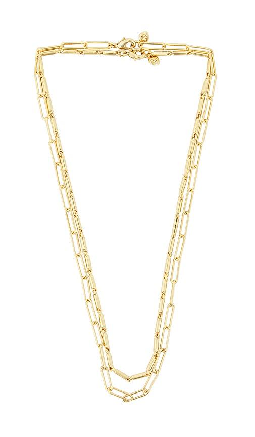 roxanne assoulin the chain reaction short duo necklace in metallic gold.