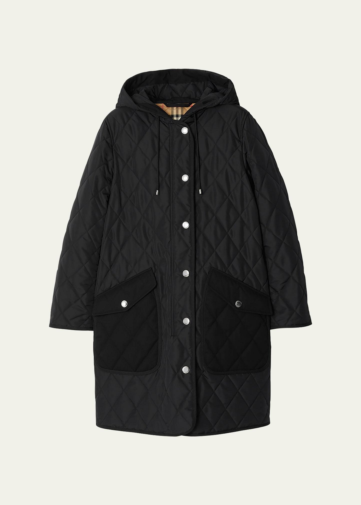 roxby quilted top coat with hood