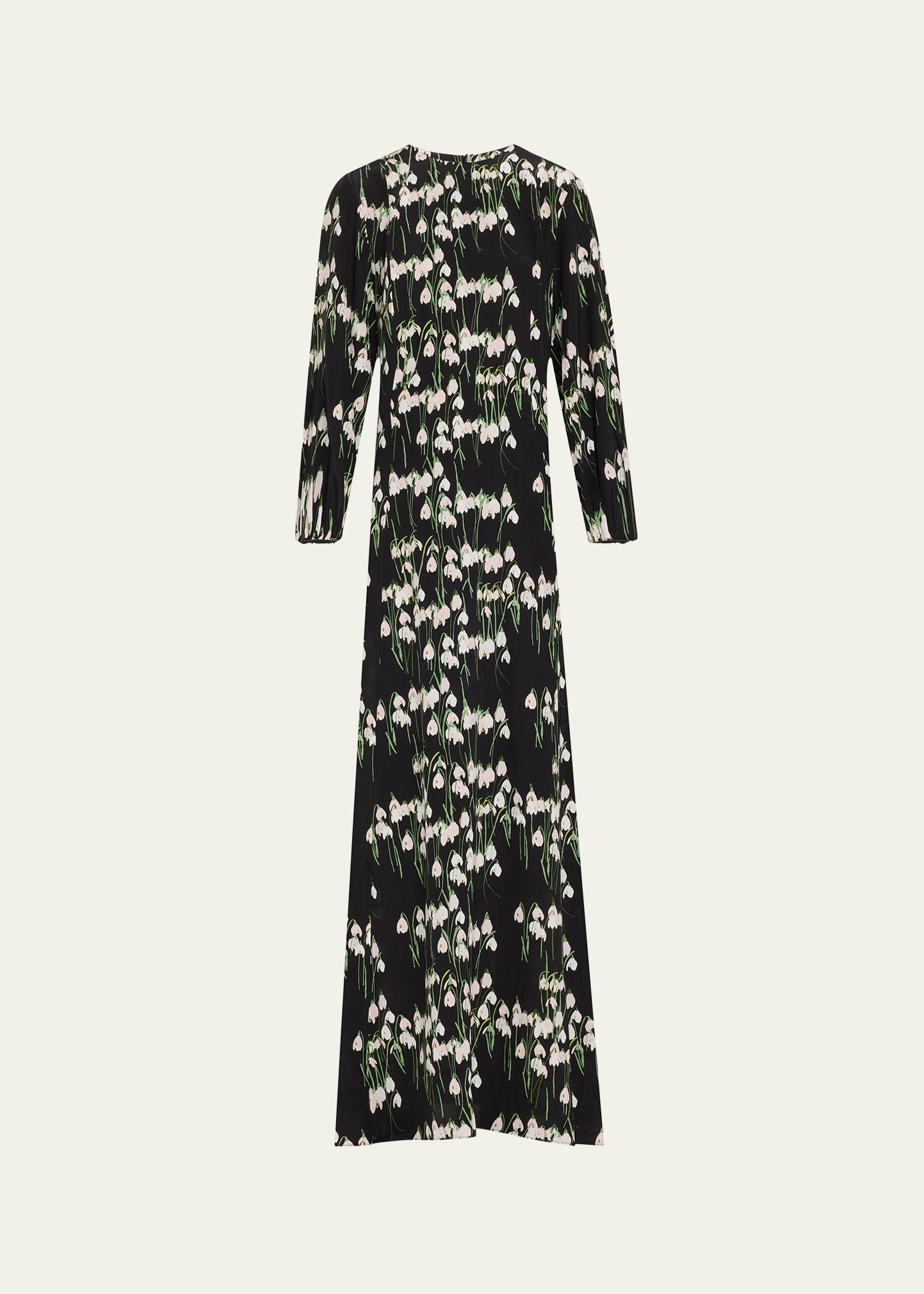roxette long floral silk dress