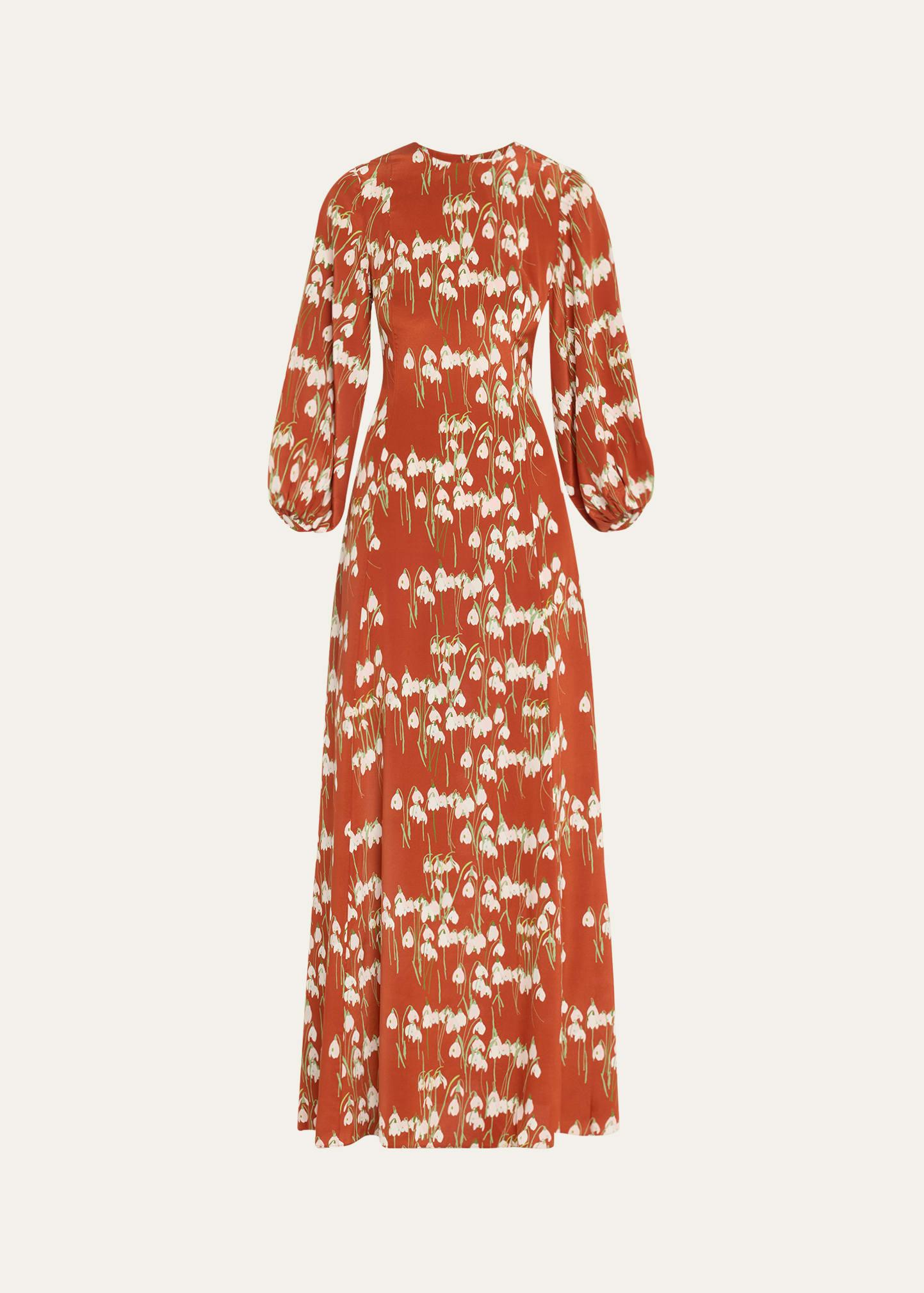 roxette long floral silk dress