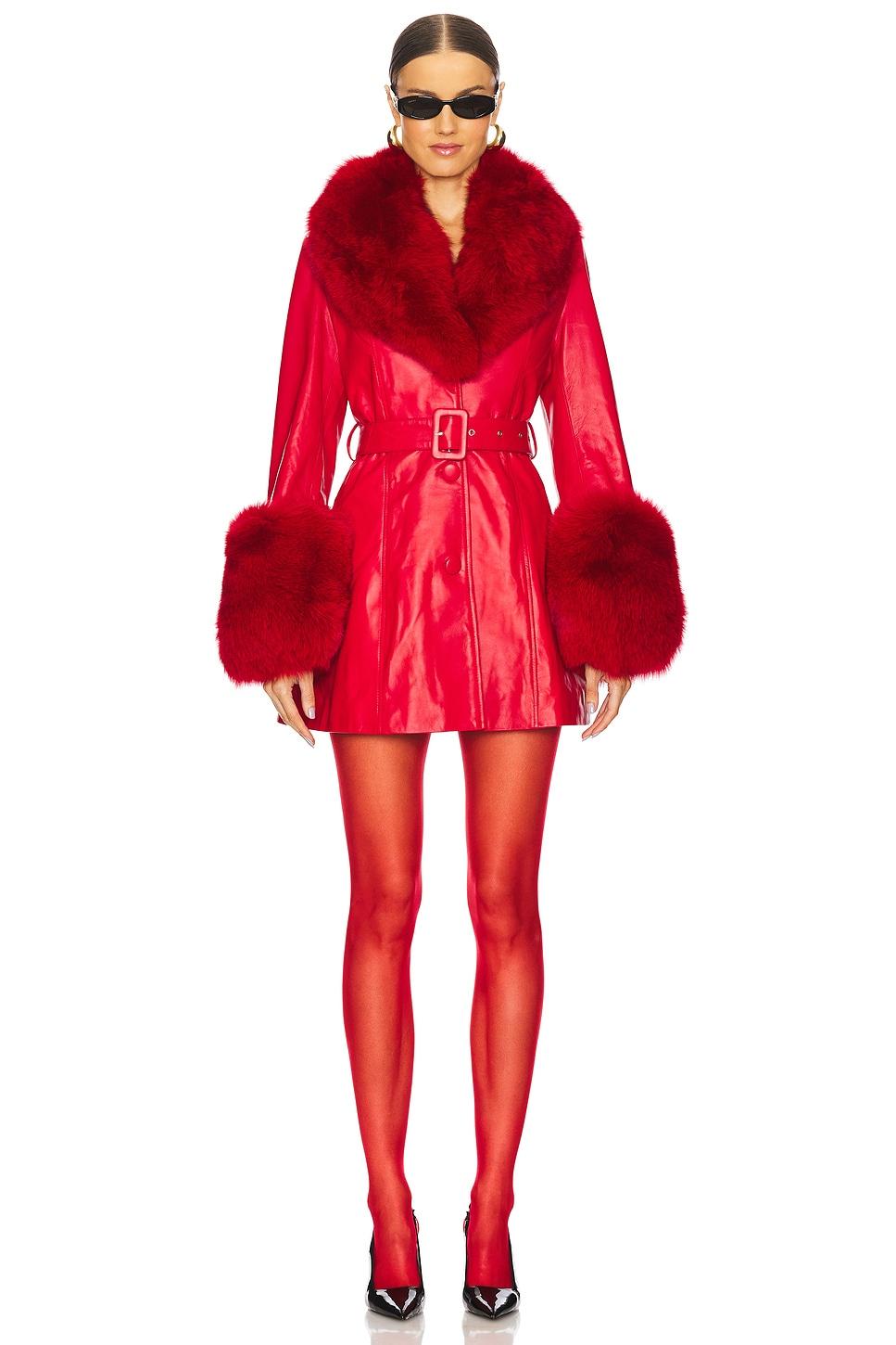 roxy leather coat with fur trim