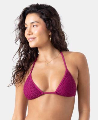 roxy womens crochet mini tiki tri bikini halter top swim hipster bottoms