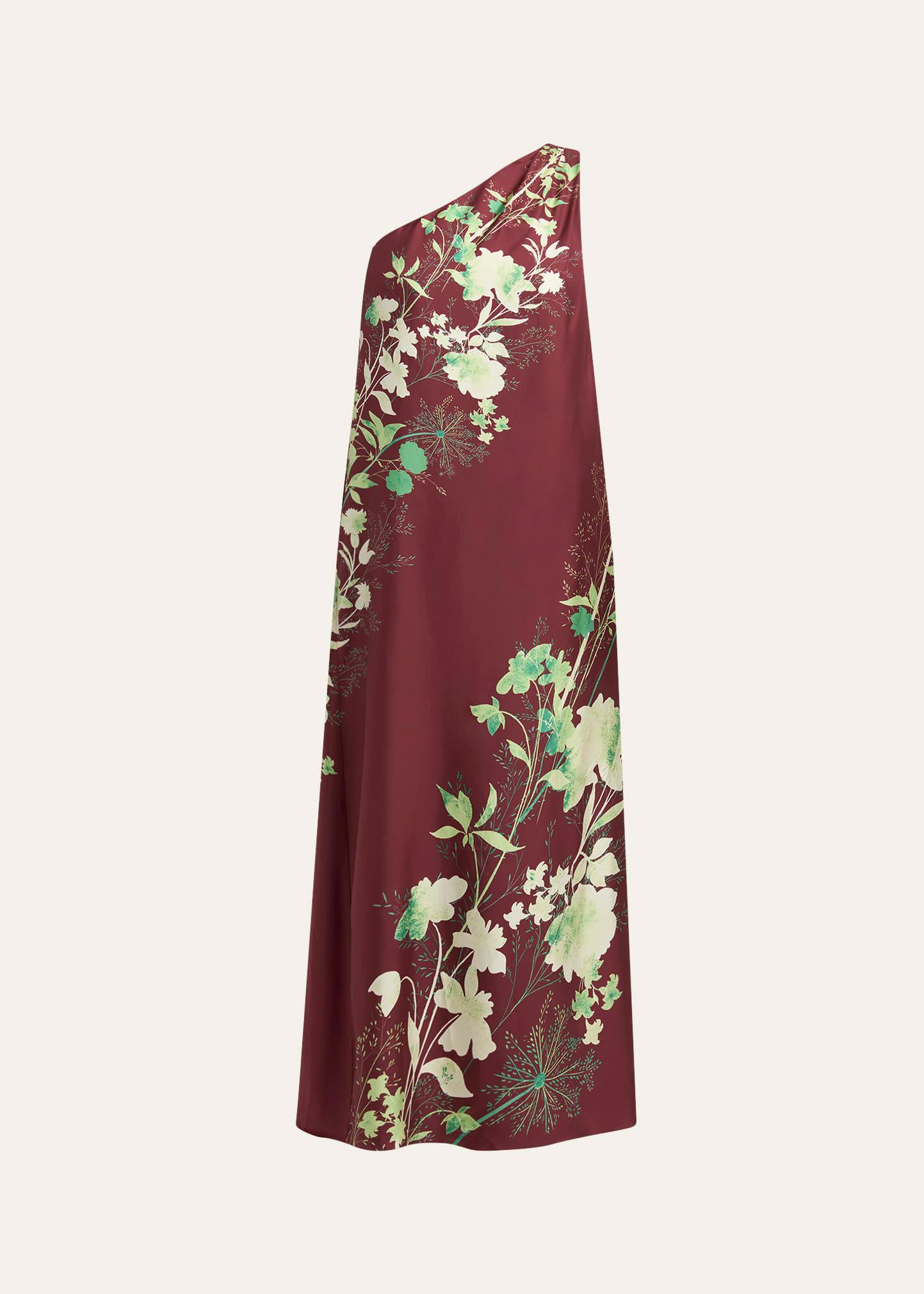 roy one-shoulder floral silk maxi dress