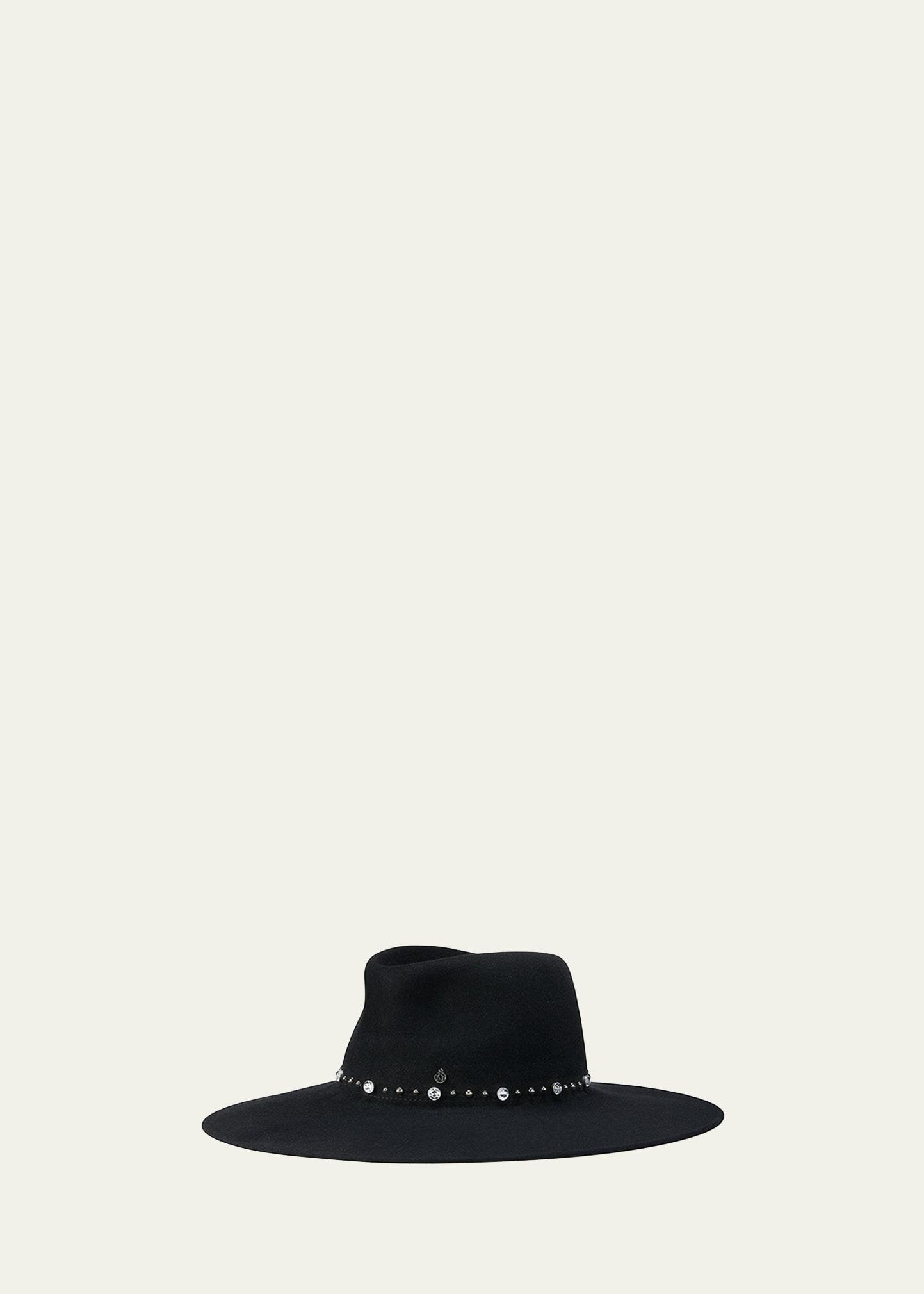 roy rock studs wool felt fedora hat