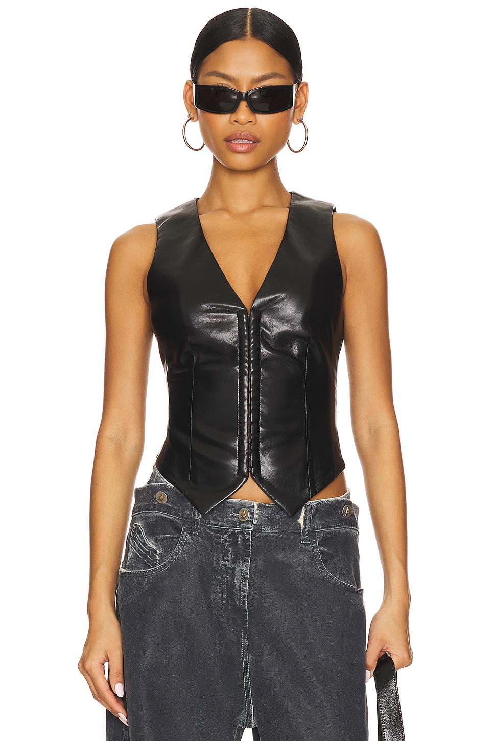 roz faux leather vest