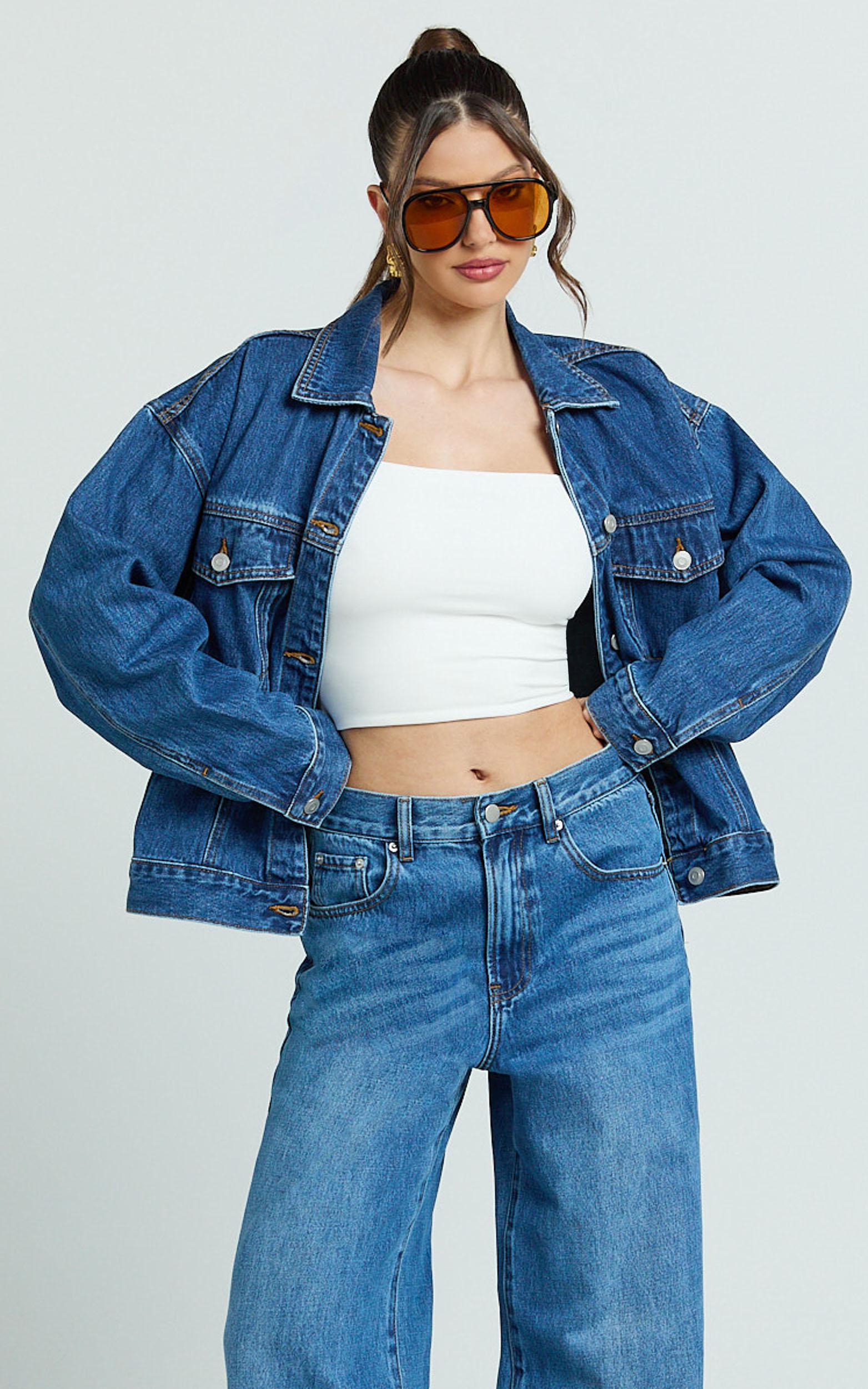 ruby jacket - oversized denim jacket in mid vintage wash