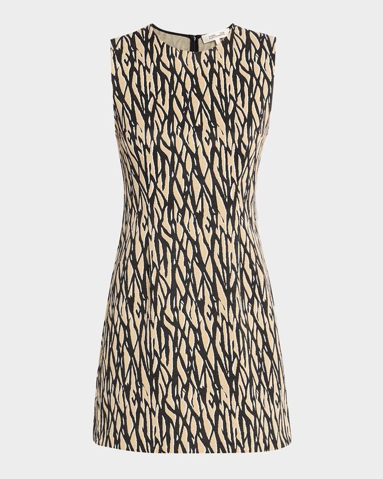 ruby sleeveless abstract intarsia mini dress