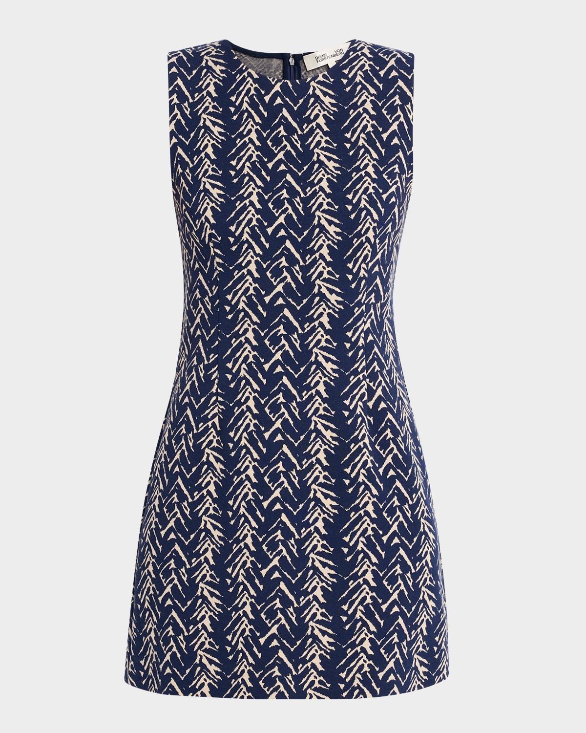 ruby sleeveless abstract intarsia mini dress