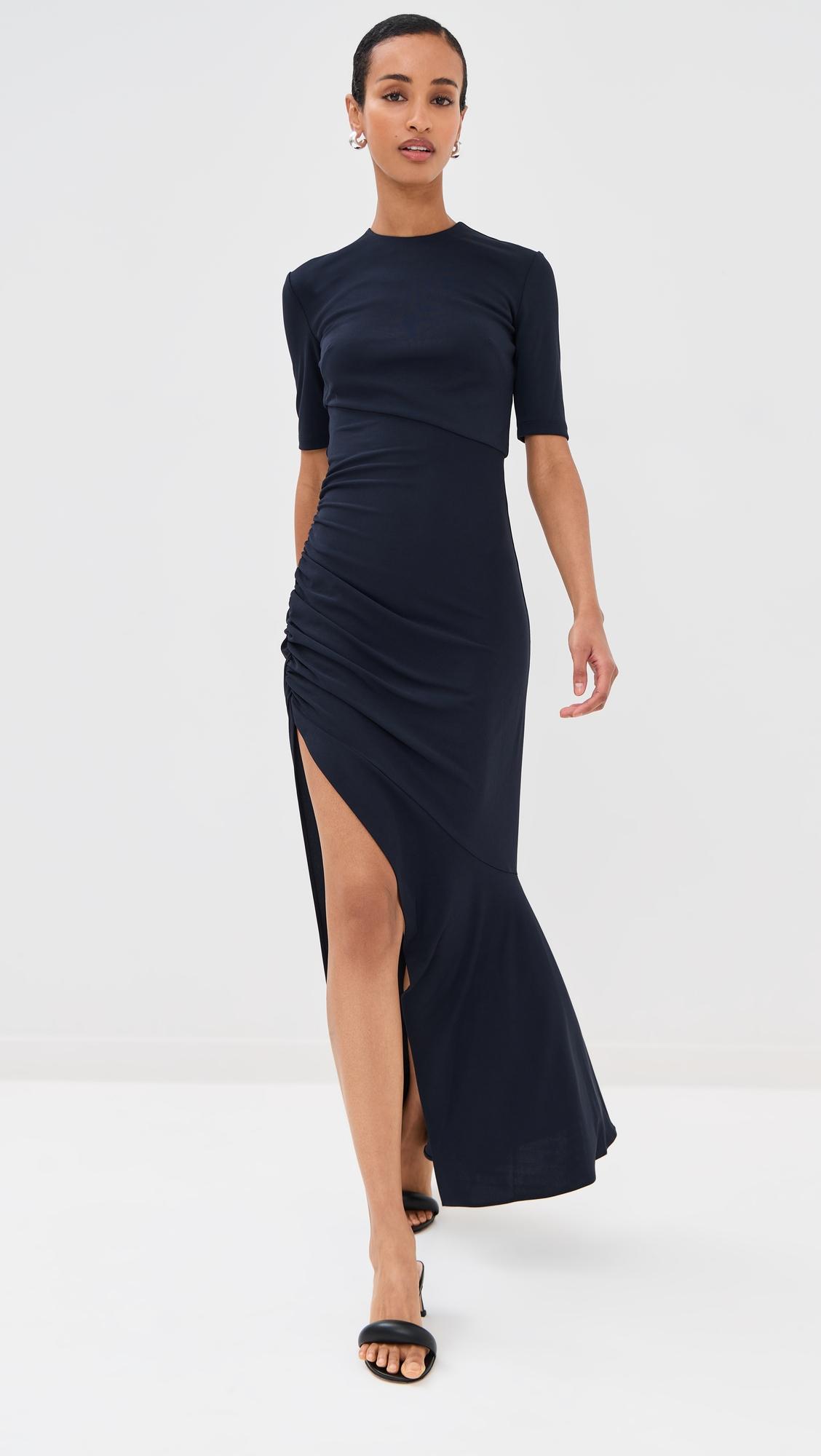 ruched fitted t-shirt dress