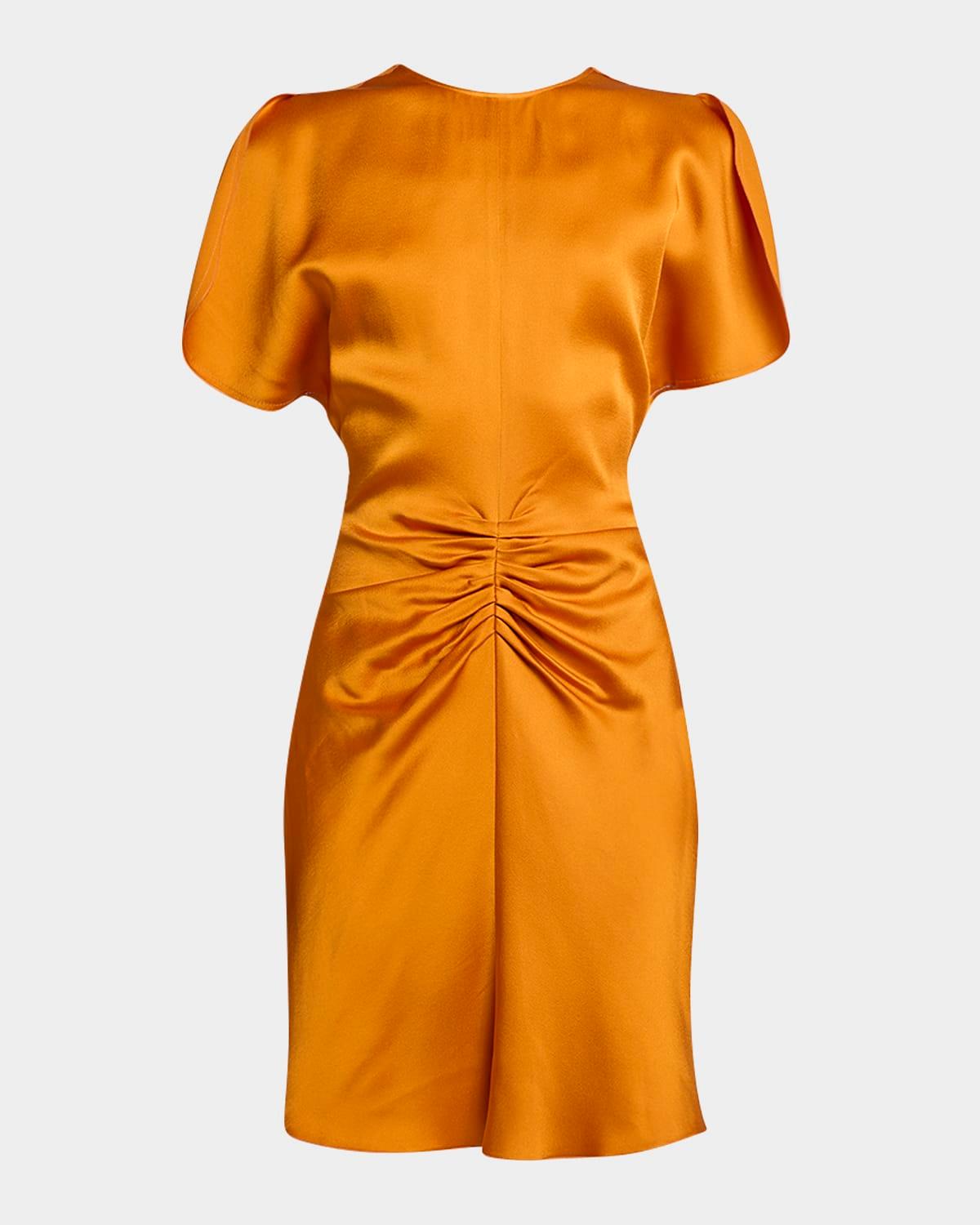 ruched gathered-waist mini dress