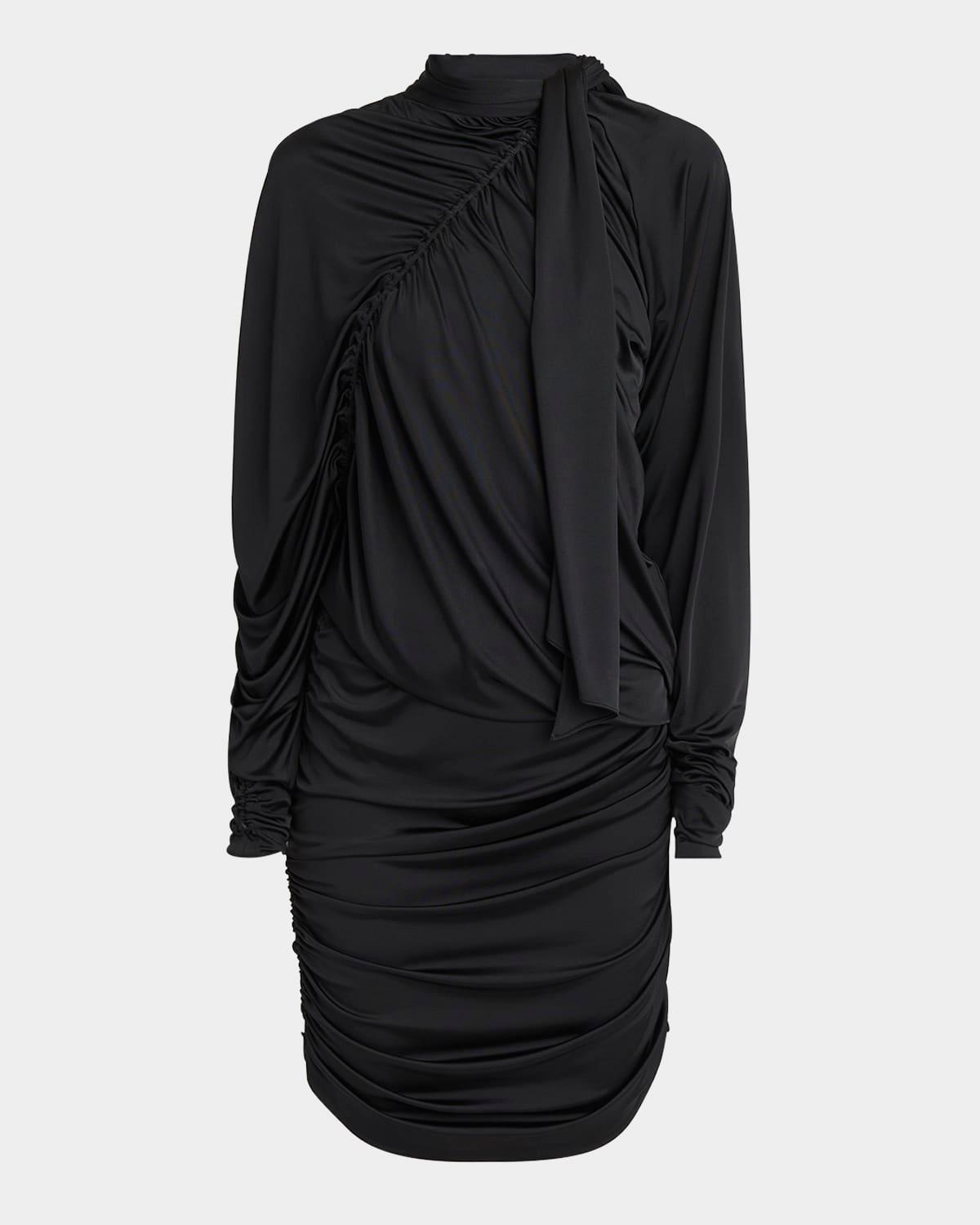ruched jersey long-sleeve mini dress