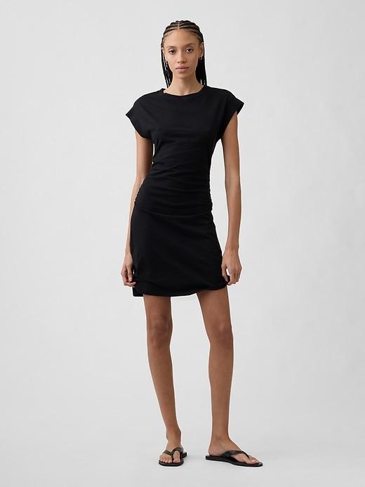 ruched jersey mini dress