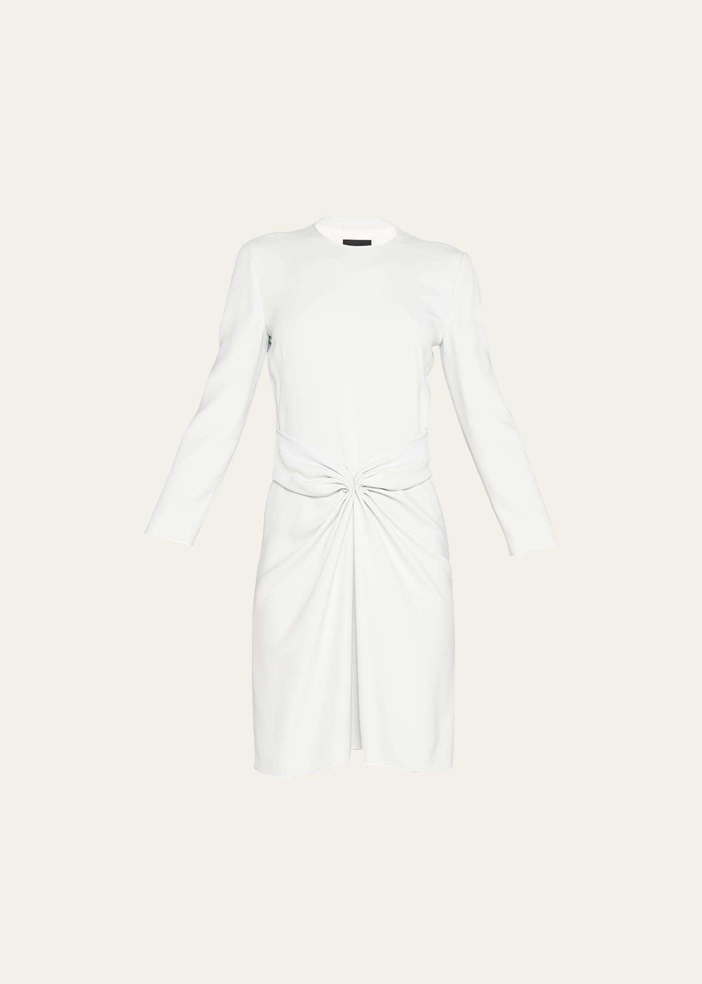 ruched long-sleeve a-line dress