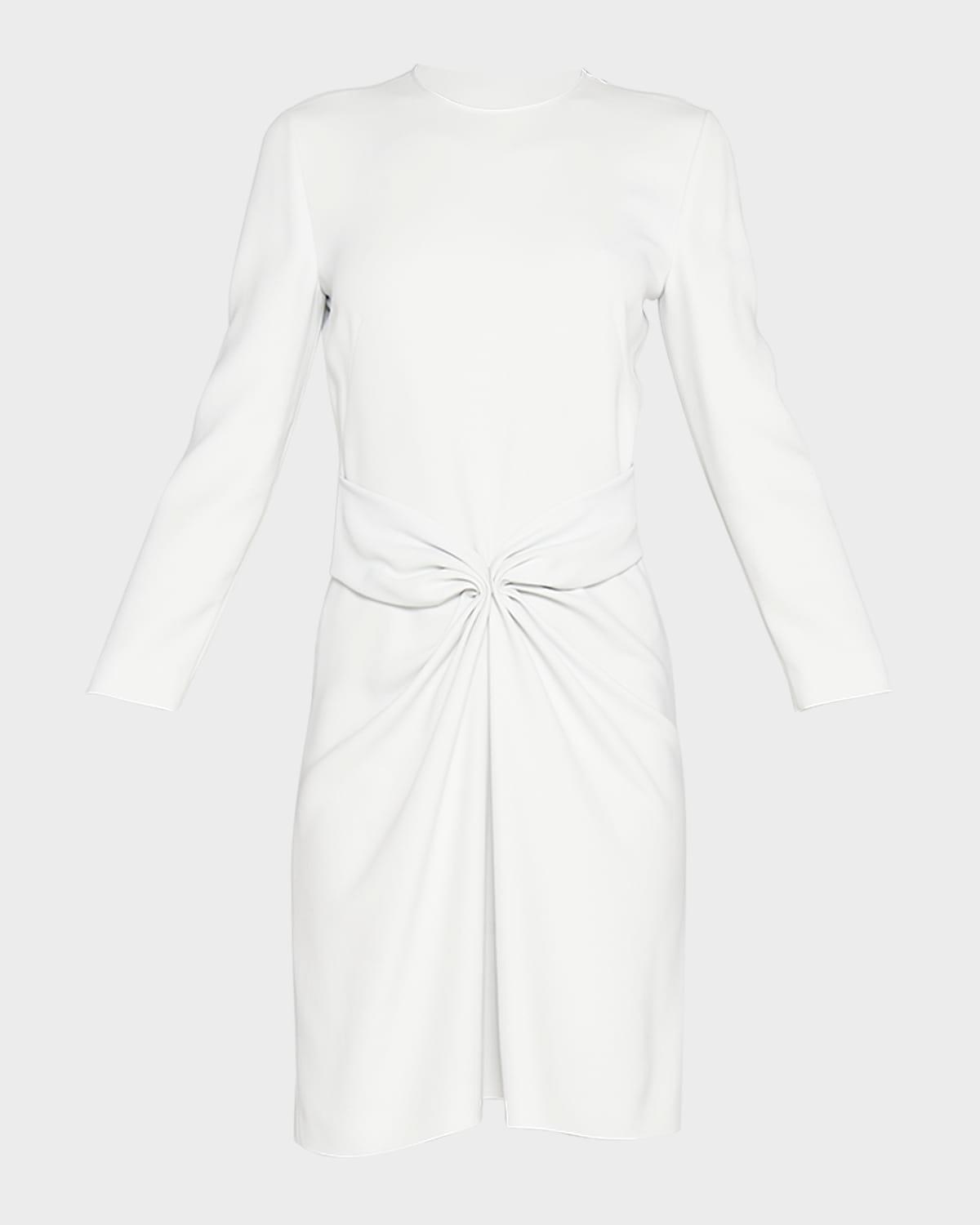 ruched long-sleeve a-line dress