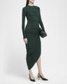 ruched long sleeve asymmetric jersey dress