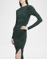 ruched long sleeve asymmetric jersey dress
