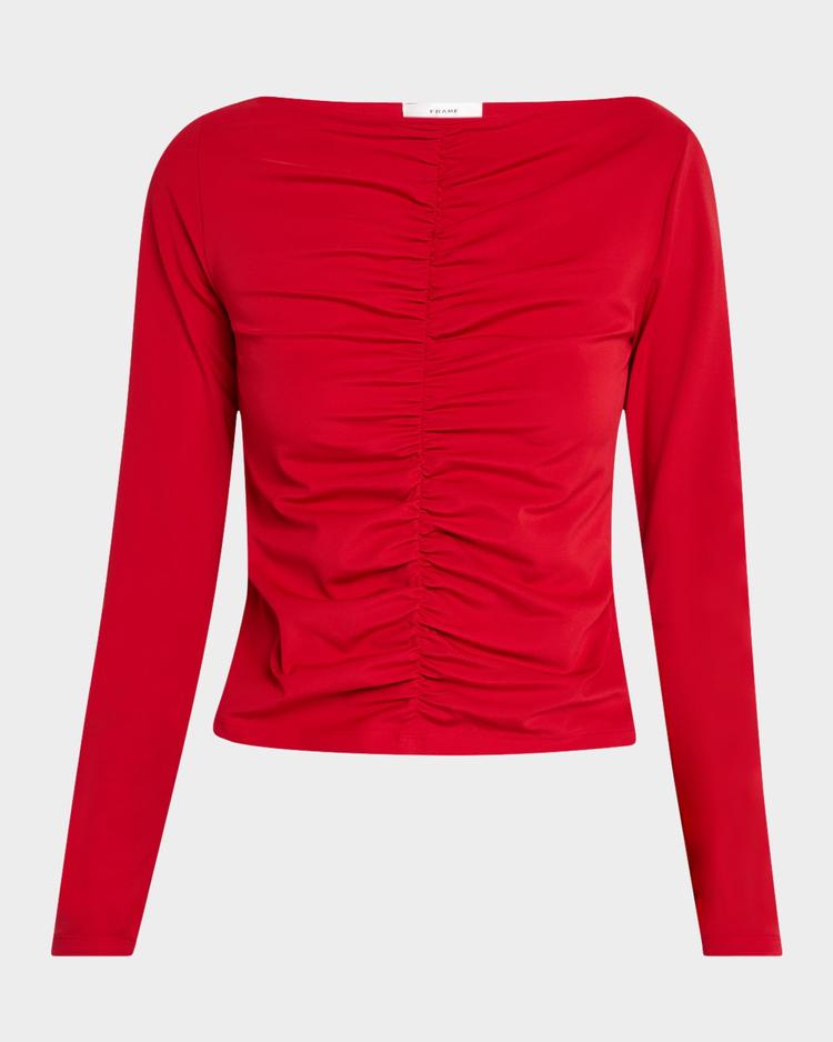 ruched long-sleeve top