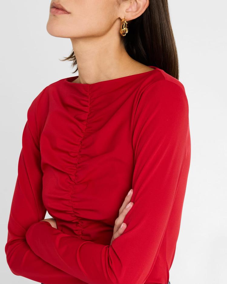 ruched long-sleeve top