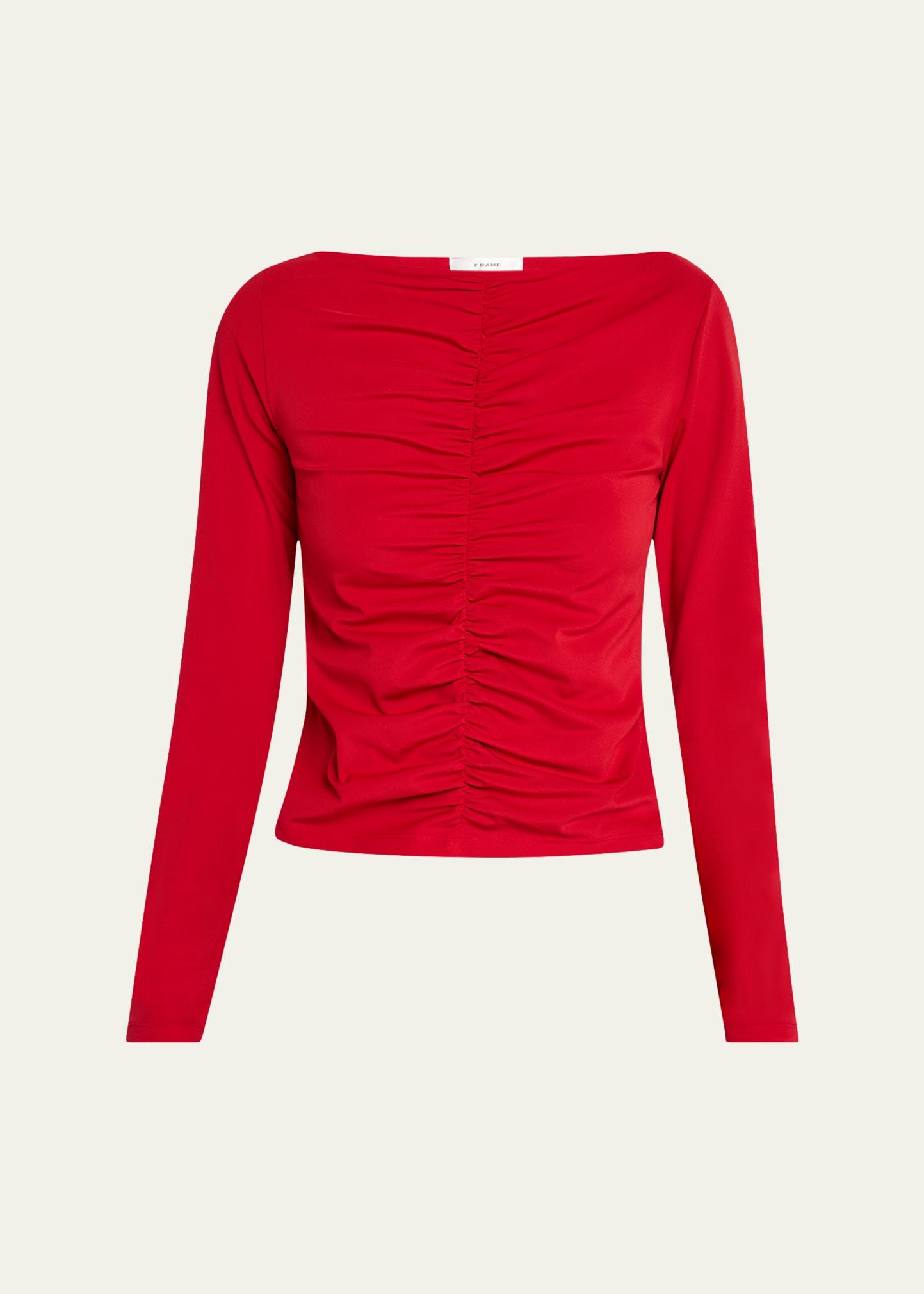 ruched long-sleeve top