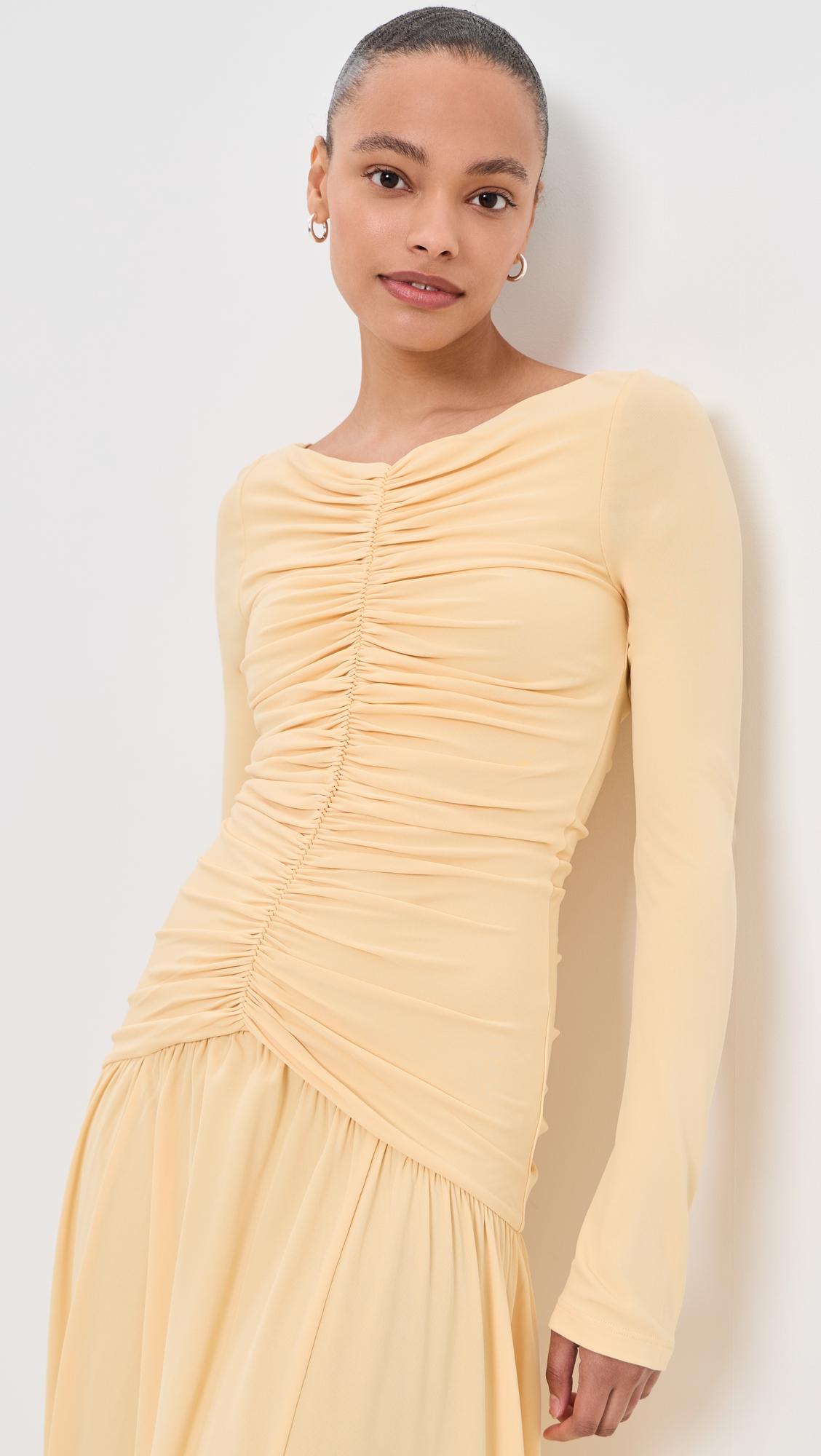 ruched maxi dress