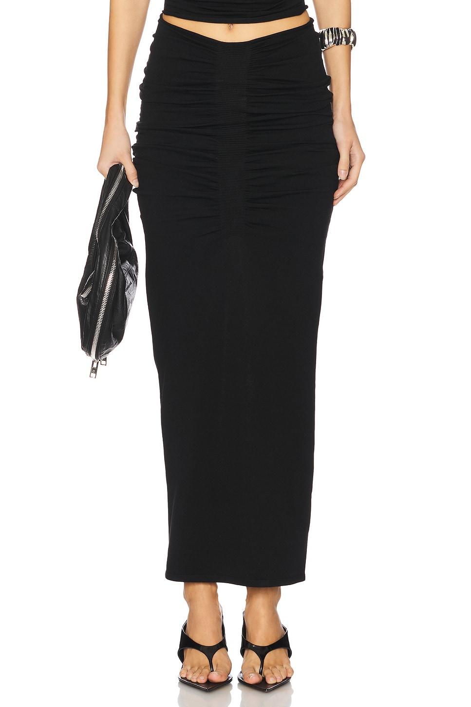 ruched maxi skirt