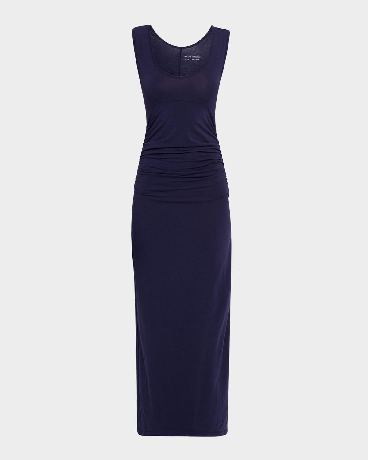 ruched maxi tank dress