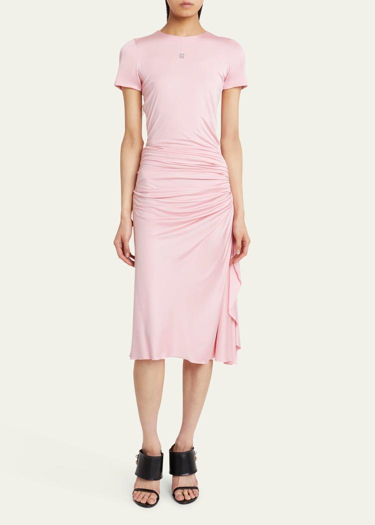 ruched midi dress