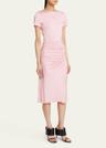 ruched midi dress