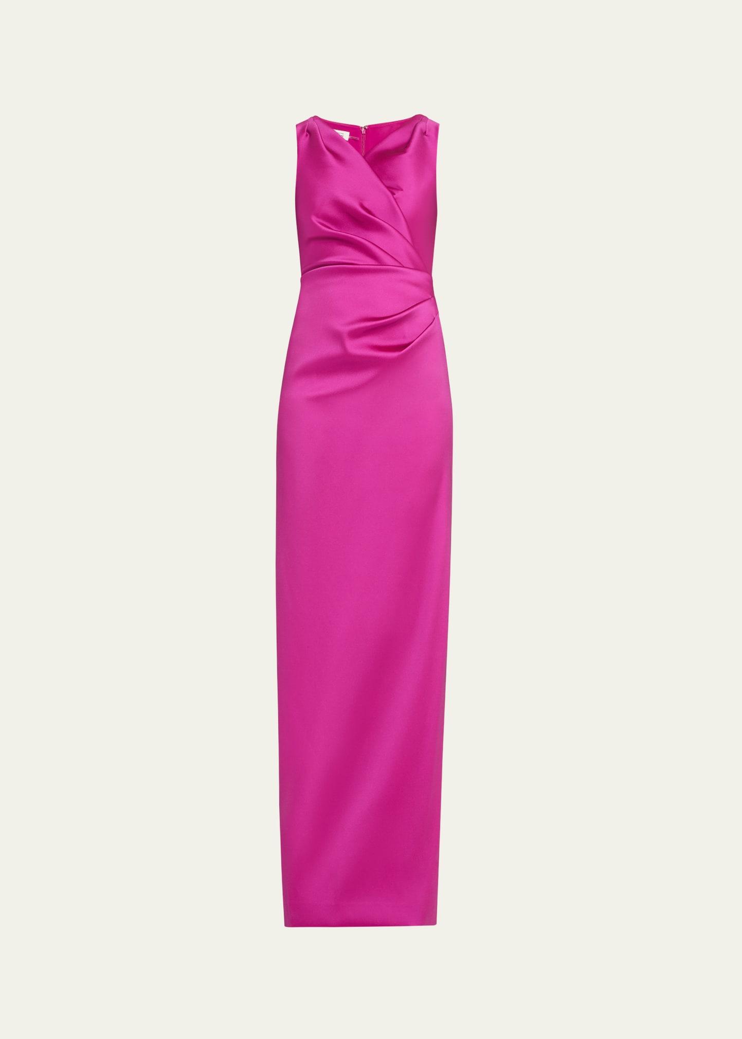 ruched mikado column gown