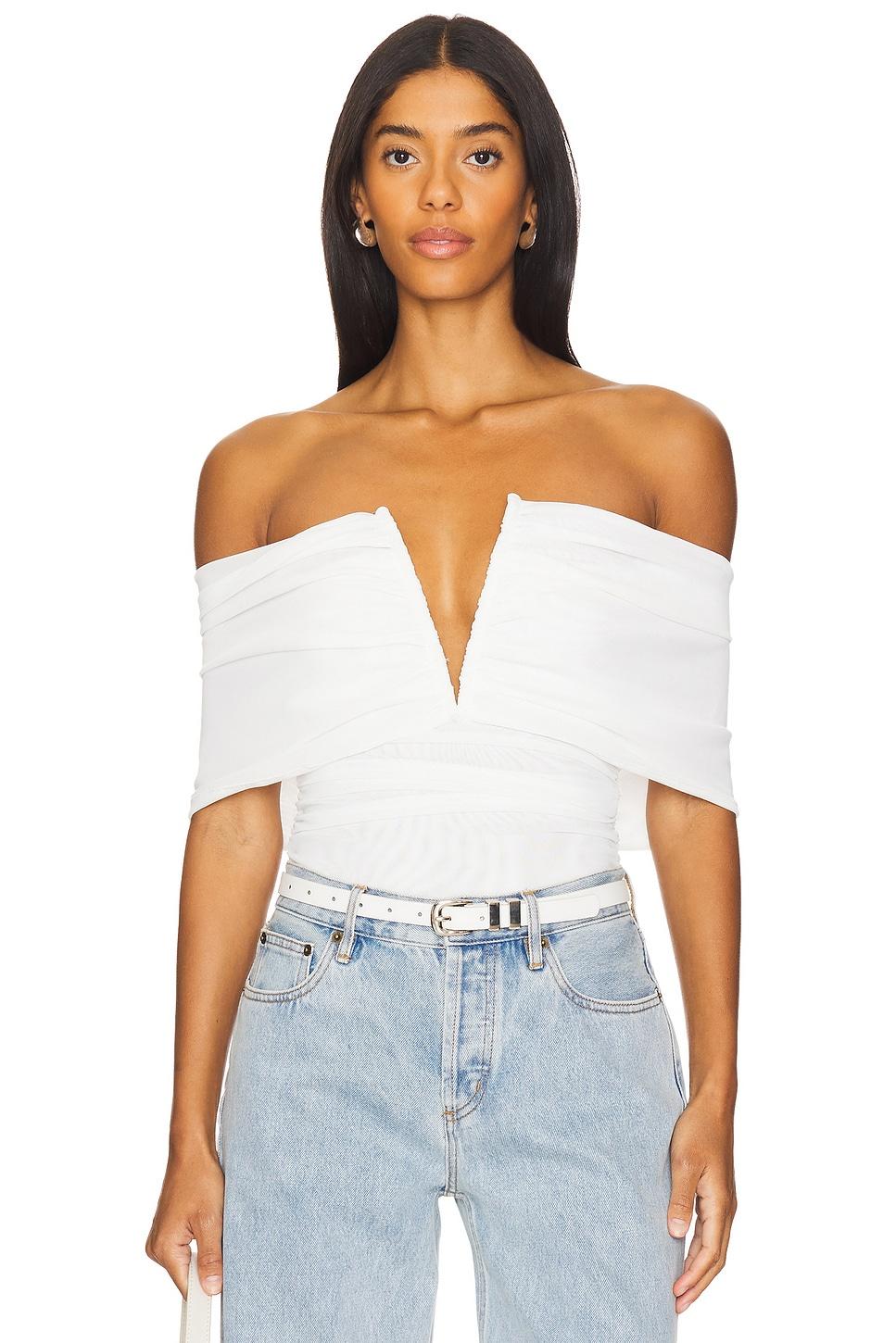 ruched off shoulder bodysuit