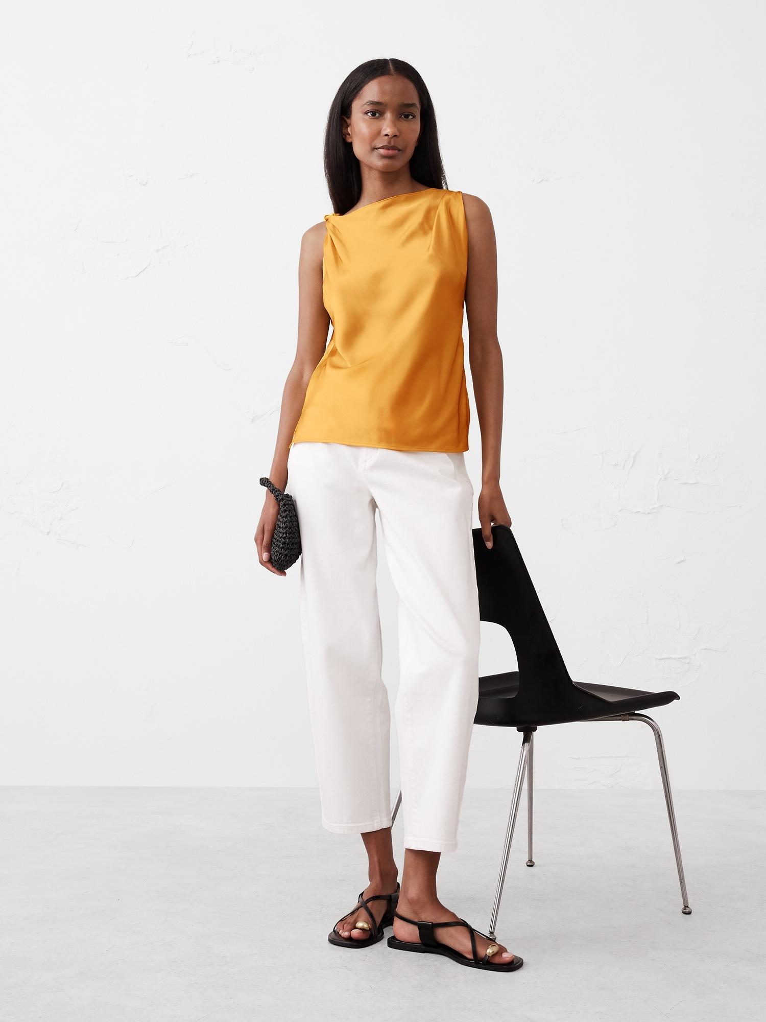 ruched-shoulder top