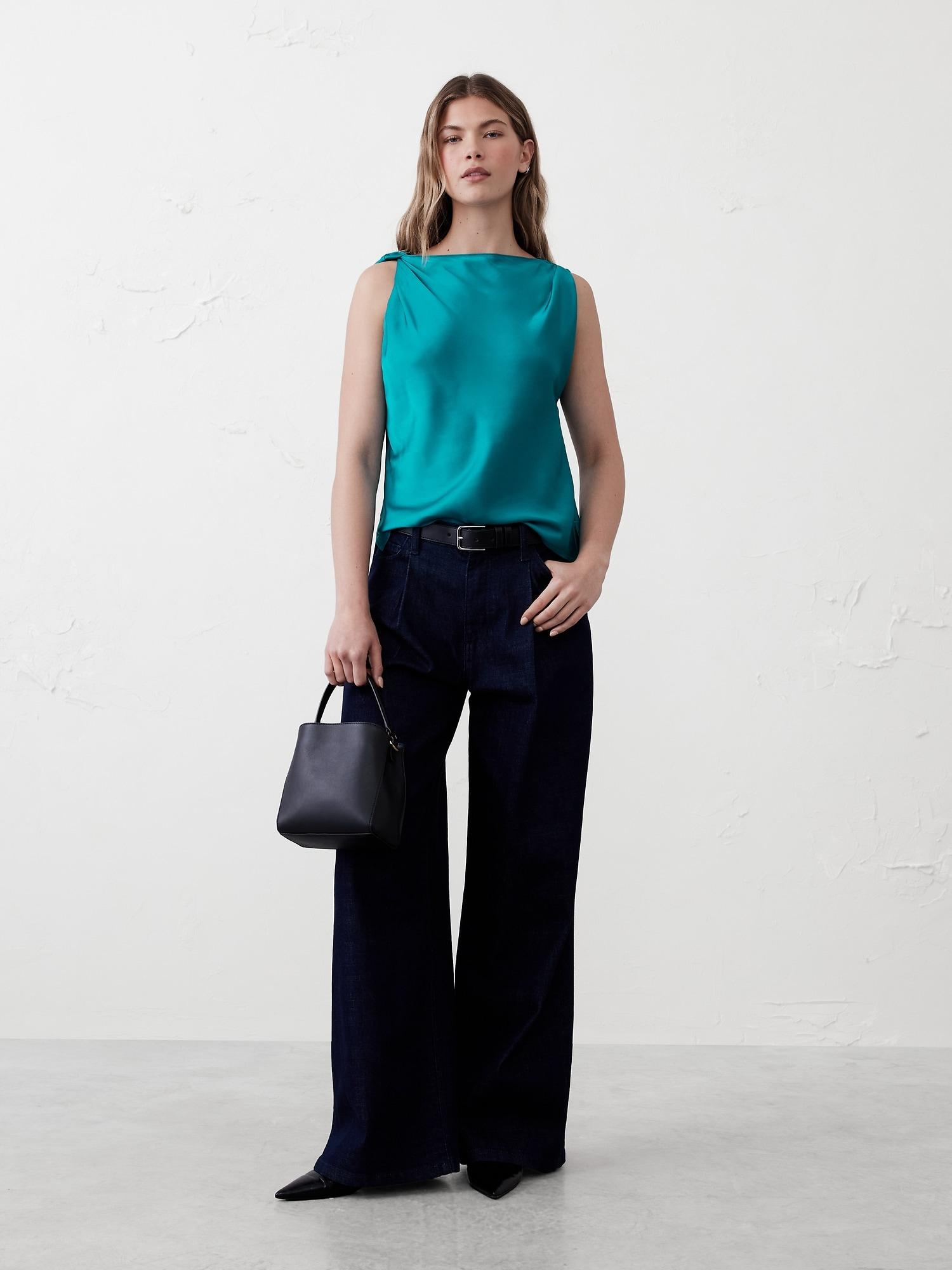 ruched-shoulder top