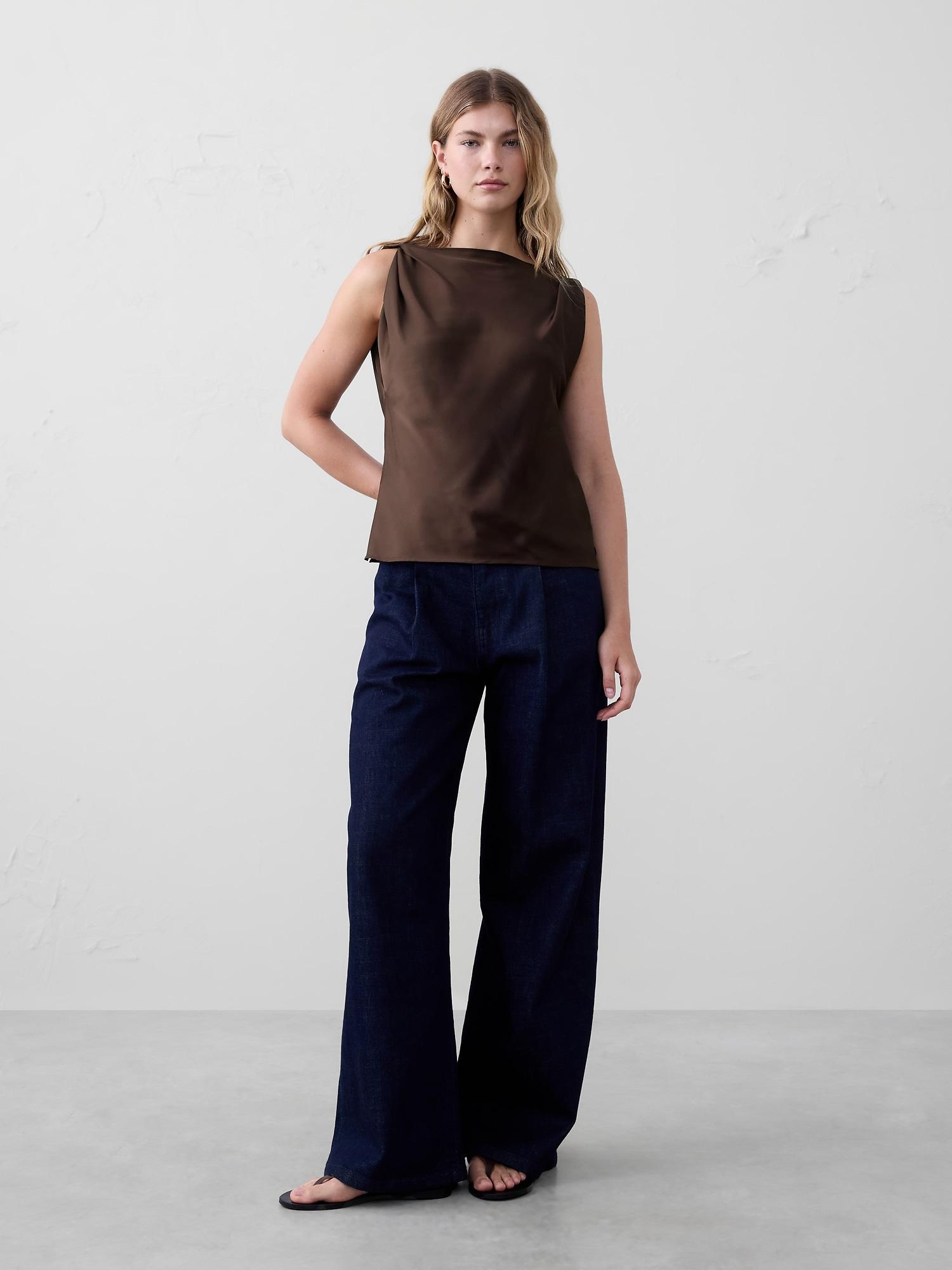 ruched-shoulder top
