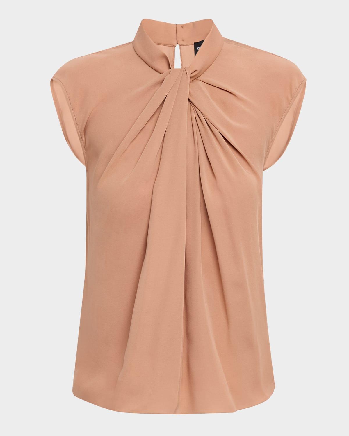 ruched silk georgette blouse
