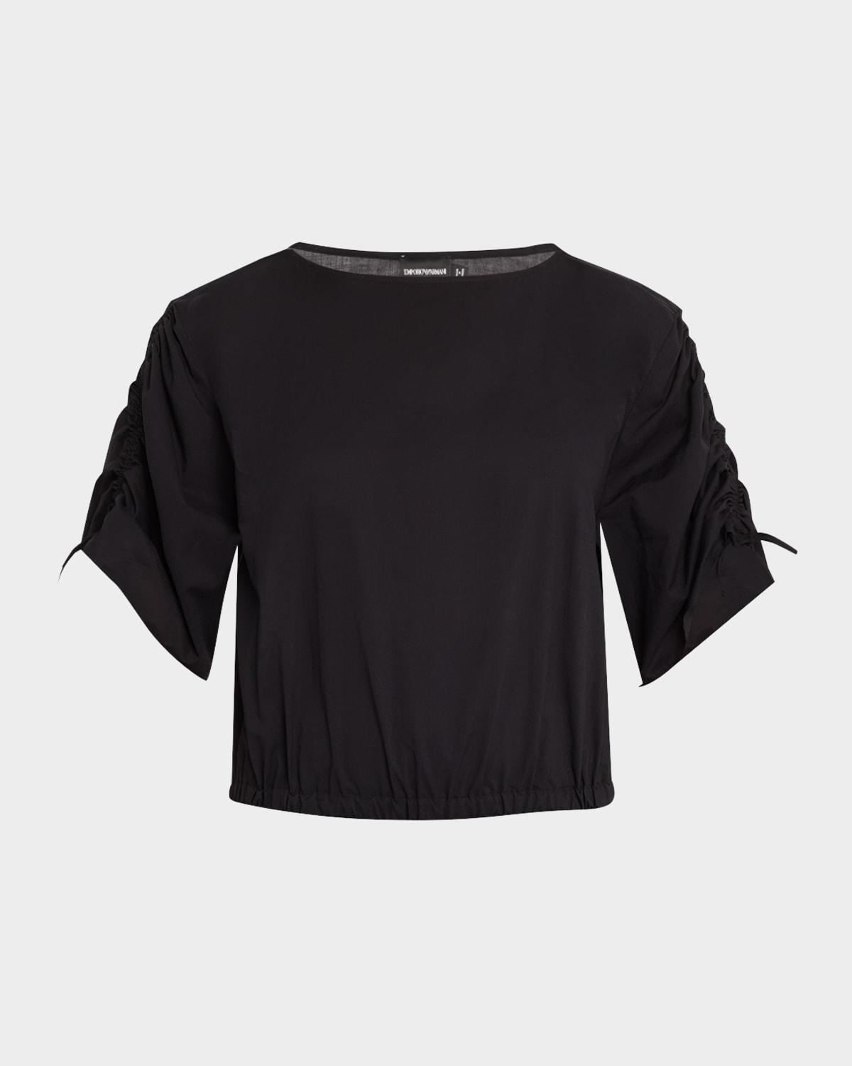 ruched-sleeve blouse