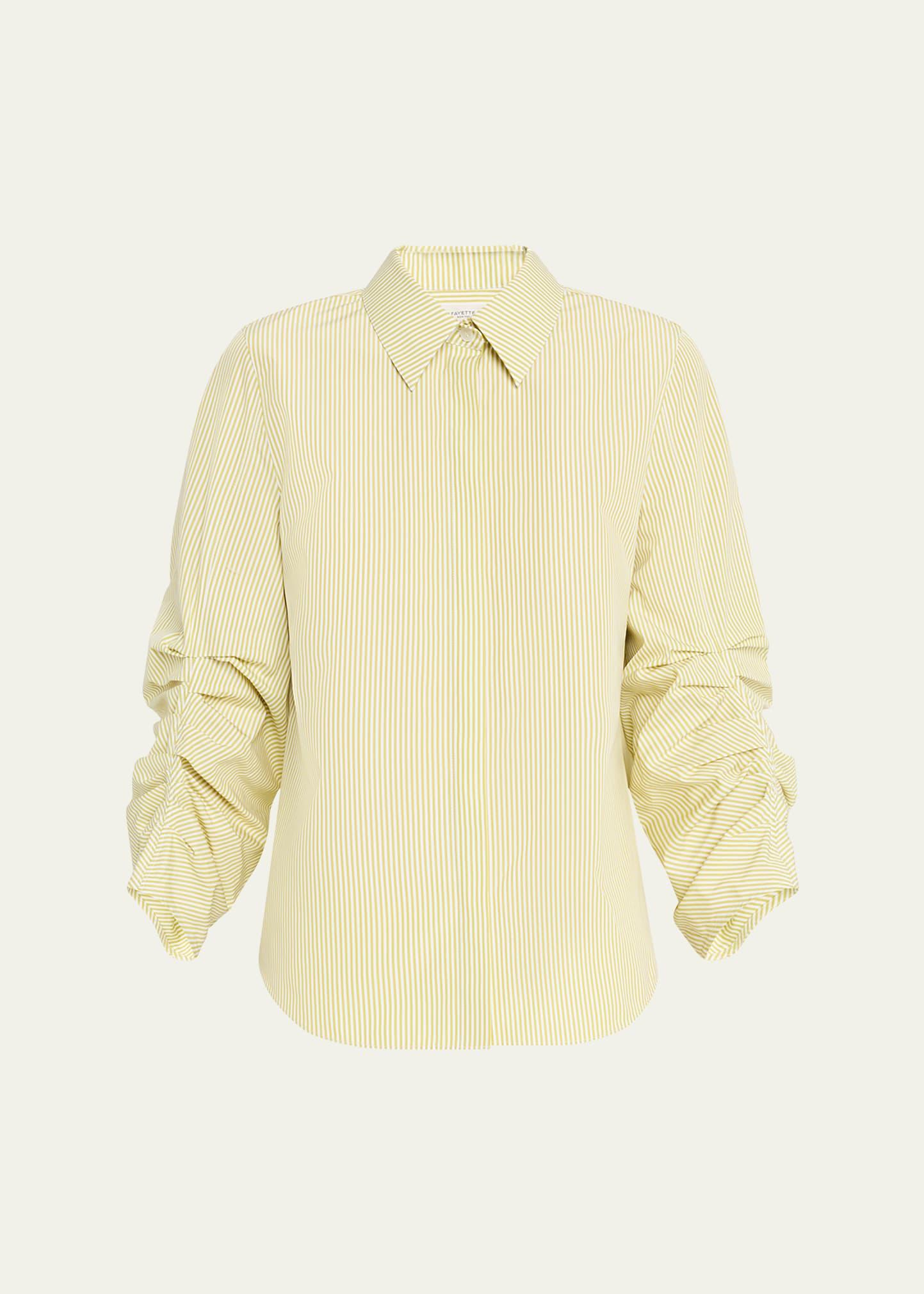 ruched-sleeve button-down shirt