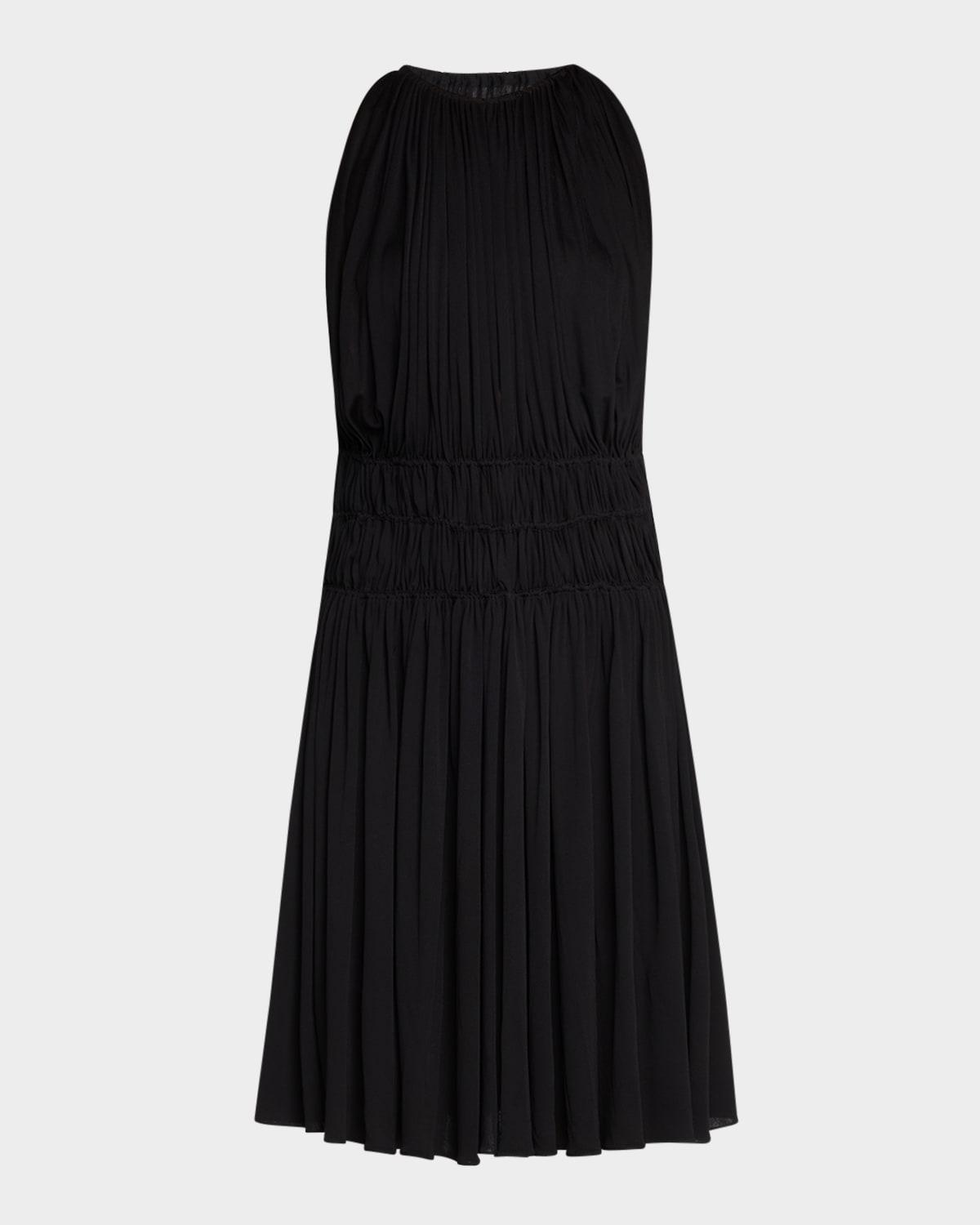 ruched sleeveless fit-&-flare dress