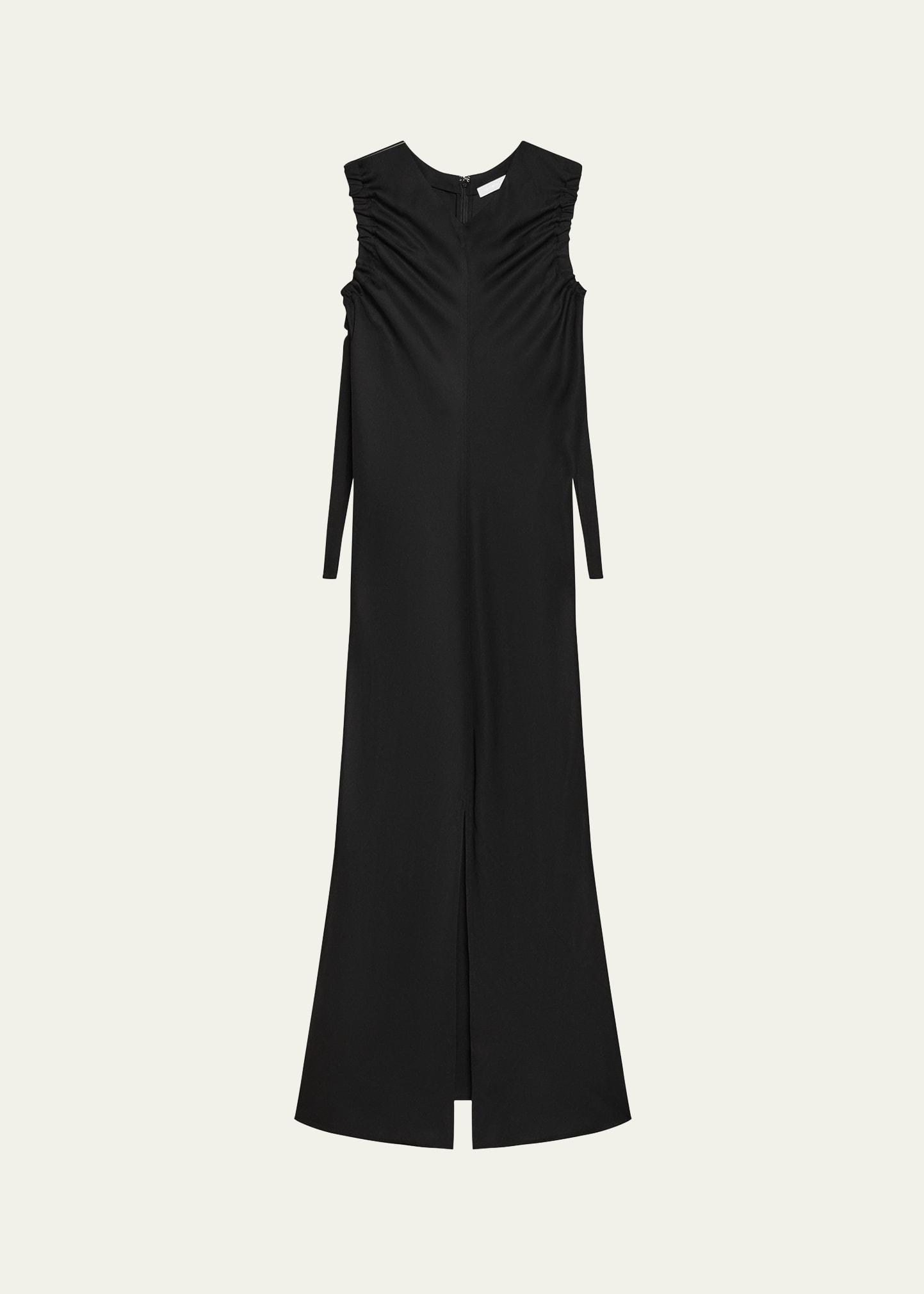 ruched sleeveless maxi dress