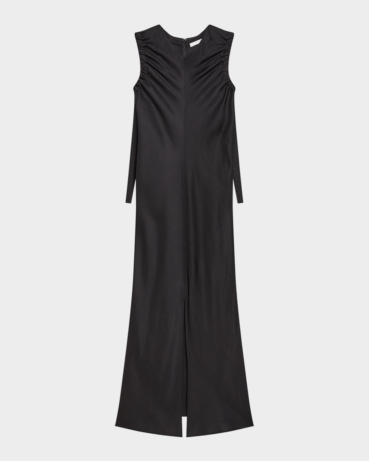 ruched sleeveless maxi dress