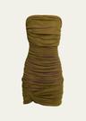 ruched strapless mini dress