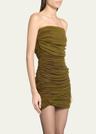 ruched strapless mini dress
