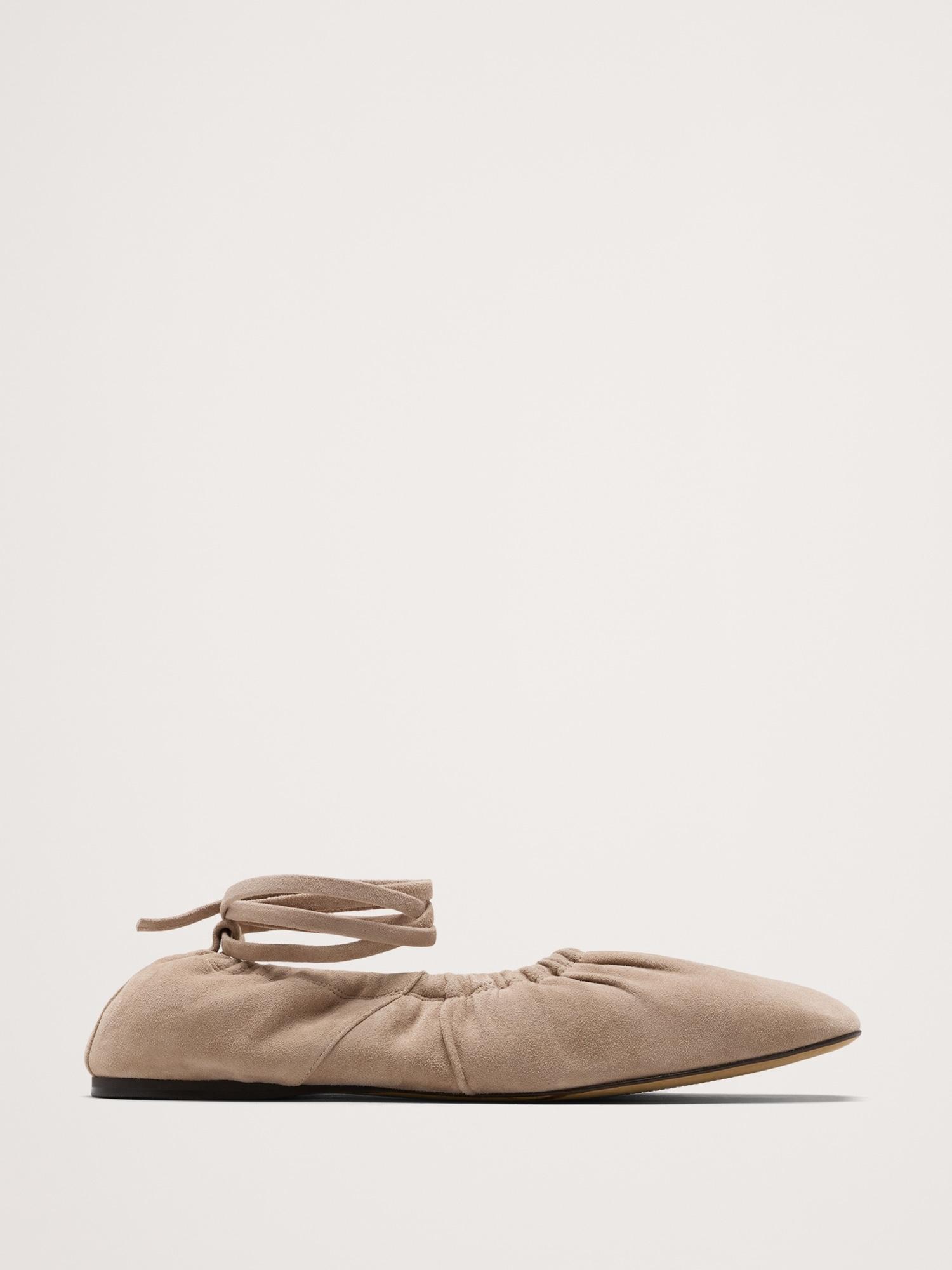 ruched suede ballet flat