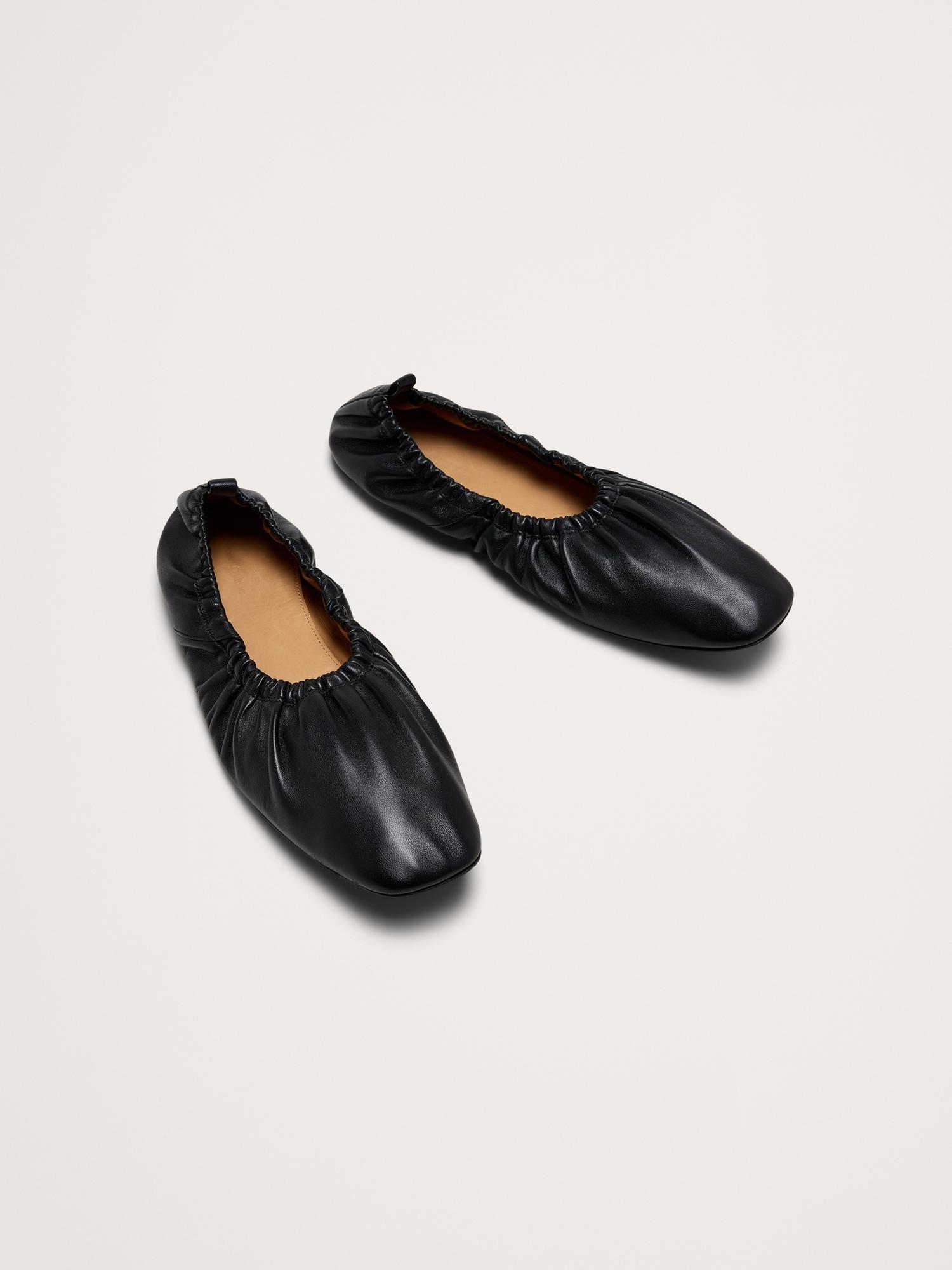 ruched suede ballet flat