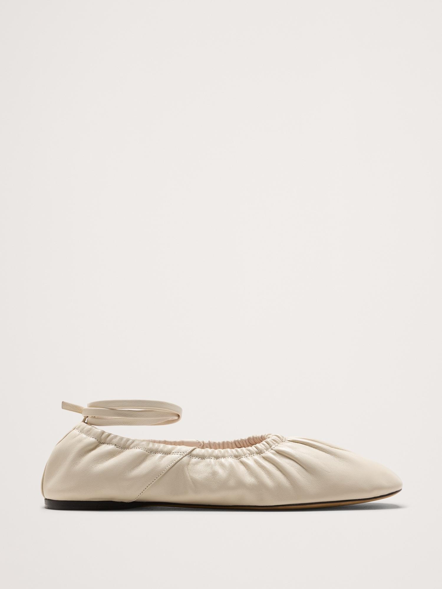 ruched suede ballet flat