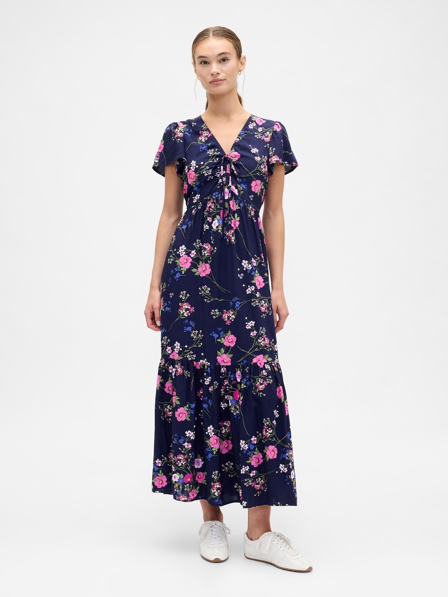 ruched v-neck maxi dress