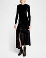 ruched velvet side button dress
