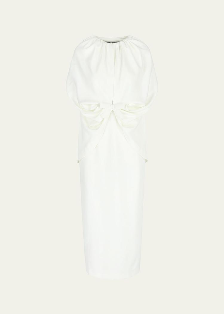 ruched waist long cape dress