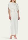ruched waist long cape dress